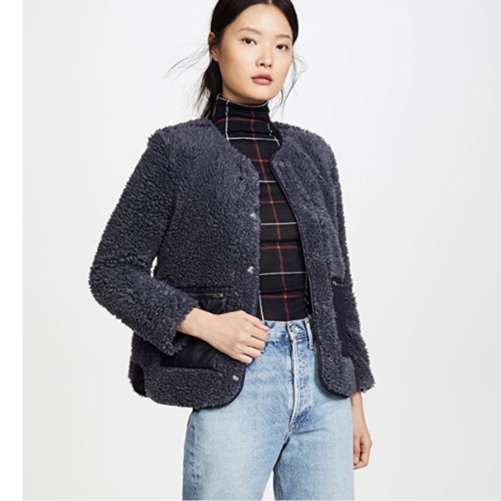 Madewell navy Sherpa cropped jacket